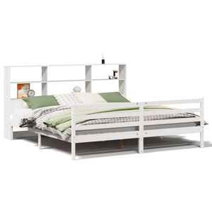 vidaXL Bed met boekenkast zonder matras grenenhout wit 180x200 cm