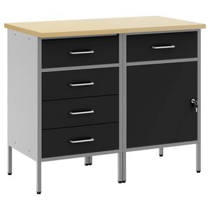vidaXL Werk kast met lade 2 st Zwart en Grijs 100 x 55 x 85 cm