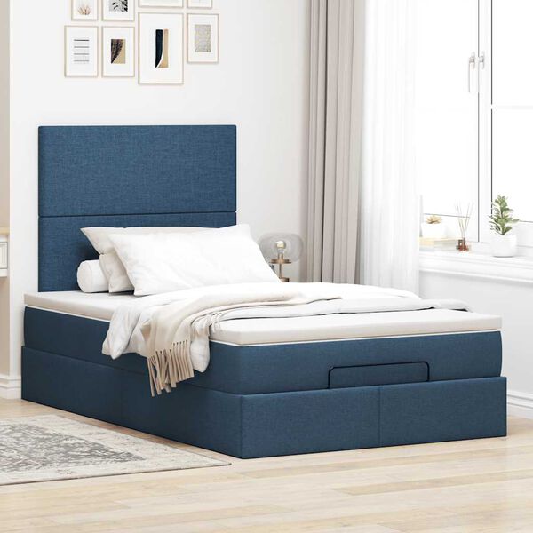 vidaXL Ottoman bed met matras 120x200cm stof blauw
