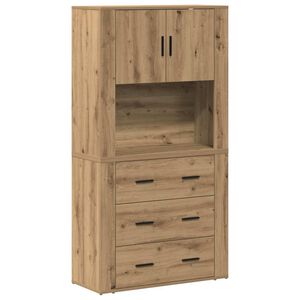 vidaXL Hoge kast met lade Artisan Eiken 80 x 33 x 150 cm Bewerkt hout