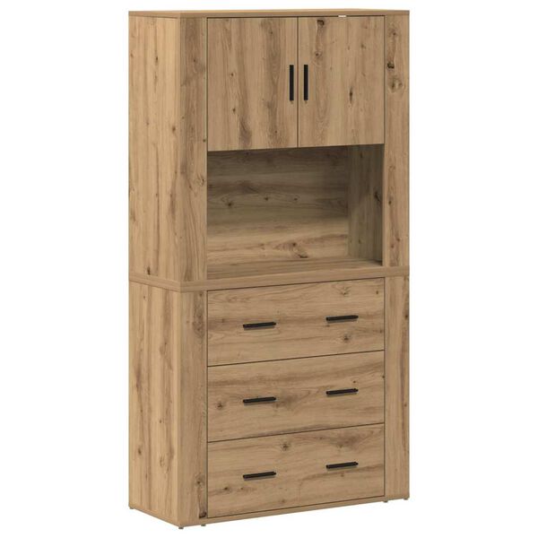 vidaXL Hoge kast met lade Artisan Eiken 80 x 33 x 150 cm Bewerkt hout