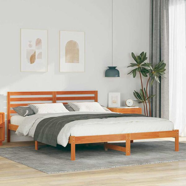 vidaXL Bedframe Wasbruin 160 x 210 cm Massief grenenhout