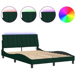 vidaXL Bedframe met LED zonder matras "Hanko" fluweel donkergroen 120x200 cm