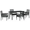 vidaXL Tuin eettafelset 5 st Zwart poly rattan