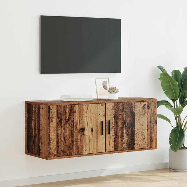 vidaXL Wandgemonteerde TV-kast Oud Hout 100 x 34,5 x 40 cm
