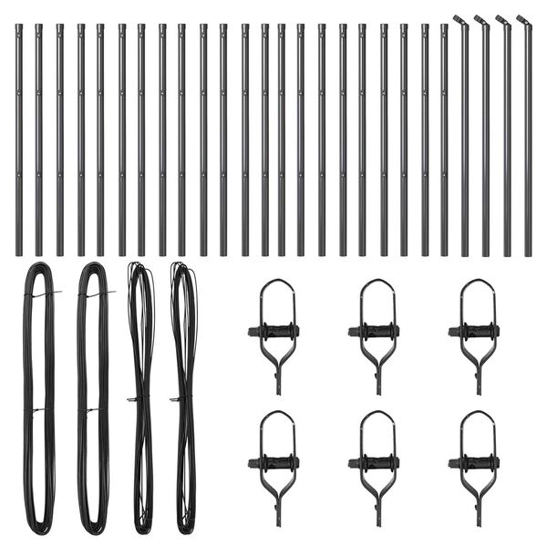 vidaXL Hek Post Anders 26 pcs Grijs 3,2 x 3,2 x 120 cm Staal