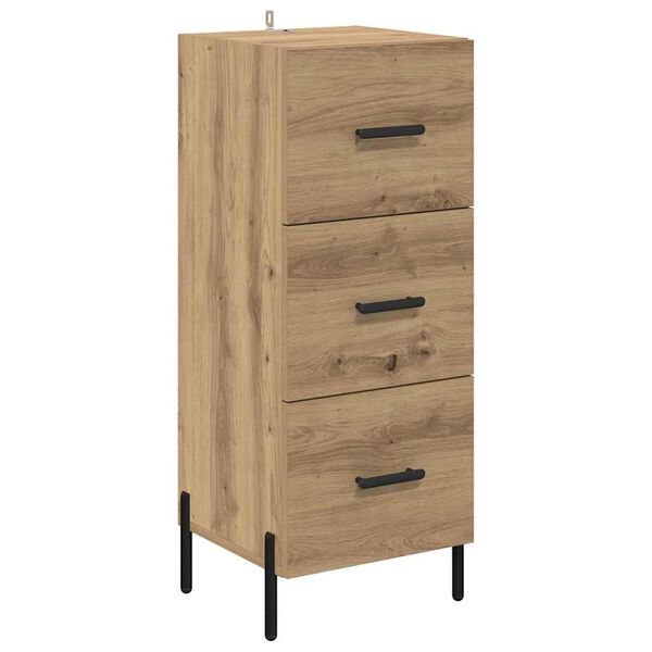 vidaXL Dressoir artisanaal eikenkleurig 34 x 34.5 x 90 cm Bewerkt hout