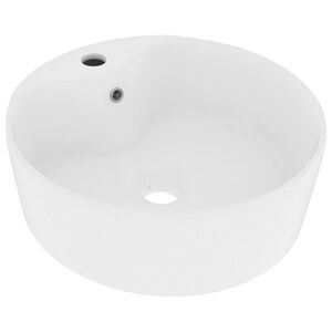 vidaXL Wastafel met overloop 36x13 cm keramiek matwit