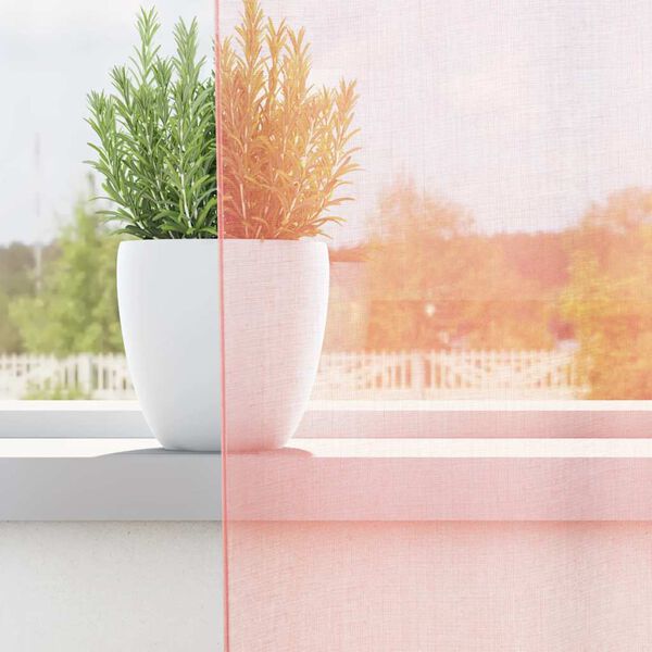 vidaXL Gordijnen voile met roedezakken 2 st roze