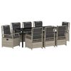 vidaXL Tuin eettafelset 9 pcs Lichtgrijs poly rattan