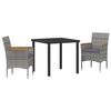 vidaXL Tuin eettafelset 3 st Grijs poly rattan