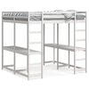 vidaXL Hoogslaper met bureau en ladder grenenhout wit 140x200 cm