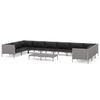 vidaXL 11-delige Loungeset met kussens poly rattan donkergrijs
