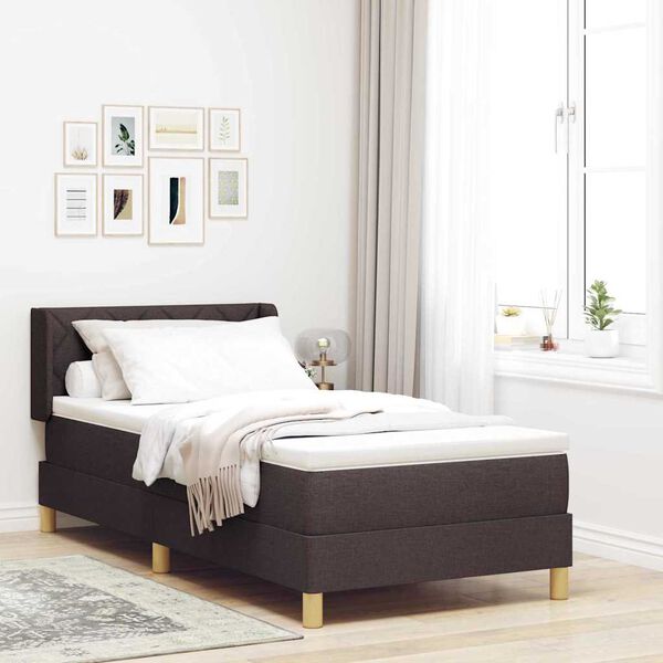 vidaXL Boxspringbed met matras Donkerbruin 200 x 90 cm Polyester