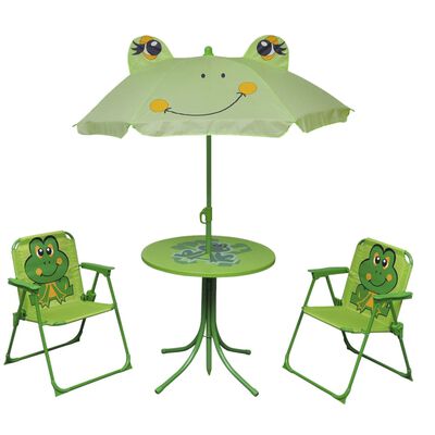 vidaXL 3-delige Bistroset voor kinderen met parasol groen
