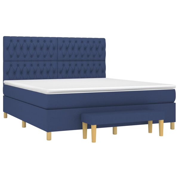 vidaXL Boxspring met matras stof blauw 180x200 cm