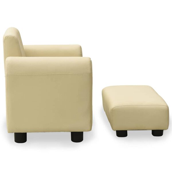 vidaXL Kinderbank met voetenbank kunstleer crèmewit