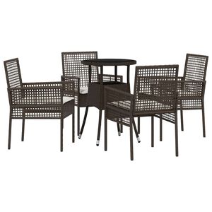 vidaXL Tuin eettafelset 5 st Bruin poly rattan
