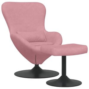 vidaXL Egg Chair met Voetsteun Roze Fluweel