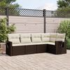 vidaXL 5-delige Loungeset met kussens poly rattan bruin