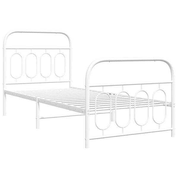 vidaXL Bedframe met hoofd- en voeteneinde metaal wit 90x200 cm