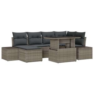 vidaXL Tuin Sofa Set 7 pcs Grijs Poly rattan en gepoedercoat staal