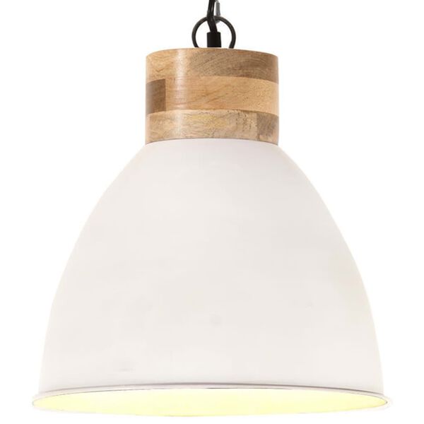 vidaXL Hanglamp industrieel E27 46 cm ijzer en massief hout wit