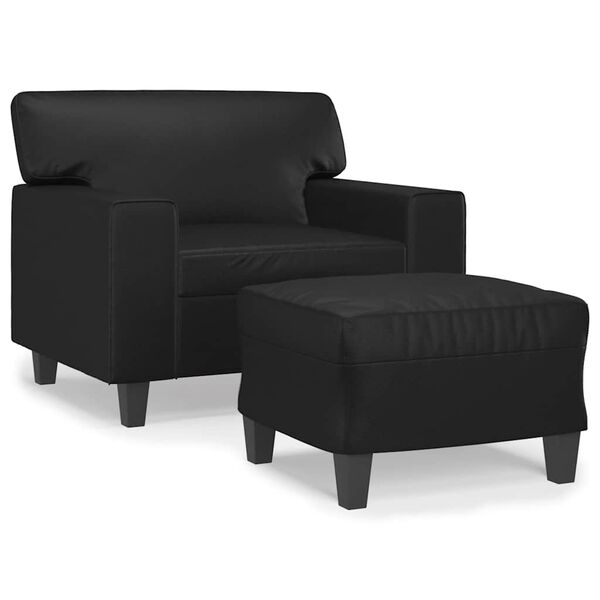 vidaXL Fauteuil met voetenbank 60 cm kunstleer zwart