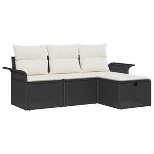 vidaXL Tuin Sofa Set 4 st Zwart en Cr&egrave;me poly rattan
