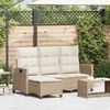 vidaXL Verstelbare tuinbank met kussens L-vormig beige poly rattan