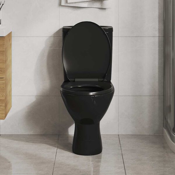 vidaXL Toiletbril soft-close met quick-release ontwerp zwart