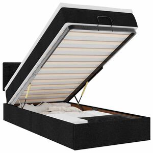vidaXL Ottoman bed met matras en LED's 90x200 cm stof zwart