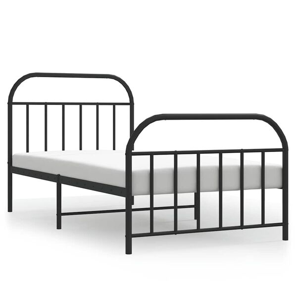 vidaXL Bedframe met hoofd- en voeteneinde metaal zwart 100x200 cm