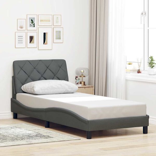 vidaXL Bedframe zonder matras 90x190 cm stof donkergrijs
