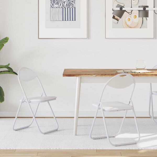 vidaXL Inklapbare stoel 2 pcs Wit 48 x 43,5 x 81 cm Nep Leer