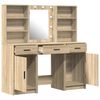 vidaXL Make-up tafel set met LED 3 pcs Sonoma Eiken Bewerkt hout