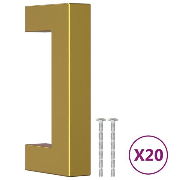 vidaXL Handvatten 20 st 64 mm roestvrij staal goudkleurig