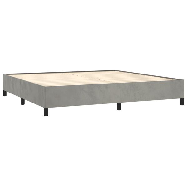 vidaXL Boxspring met matras fluweel lichtgrijs 200x200 cm
