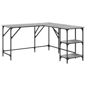 vidaXL Bureau 139x139x75 cm bewerkt hout grijs sonoma eikenkleurig