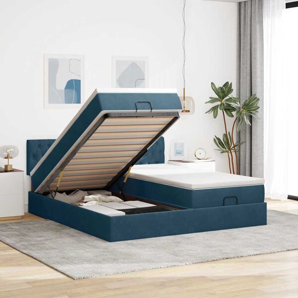 vidaXL Ottoman bed met matrassen en LED's 160x200cm fluweel