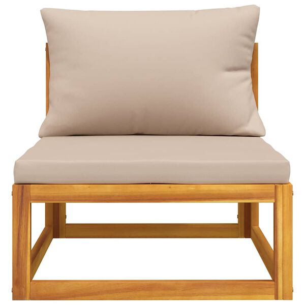 vidaXL Tuinmiddenbank met kussens massief acaciahout taupe