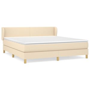 vidaXL Boxspring met matras stof cr&egrave;mekleurig 180x200 cm
