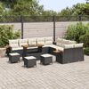 vidaXL Tuin Sofa Set met kussen met opslag 14 pcs Zwart Poly riet