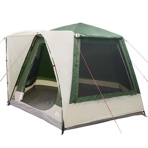 vidaXL Camping Tent Huisje met dak Groen 420 x 420 x 227 cm Polyester