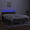 vidaXL Boxspring met matras en LED stof donkergrijs 140x200 cm