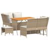 vidaXL 5-delige Loungeset met kussens poly rattan beige