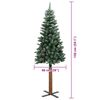 vidaXL Slanke Kerstboom Groen en Wit 150 cm PVC en massief dennenhout