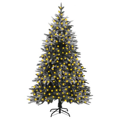 vidaXL Kunstkerstboom met verlichting en sneeuw 210 cm PVC en PE