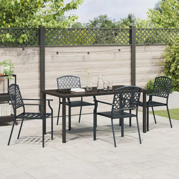 vidaXL Tuin eettafelset 5 pcs Antraciet Gepoedercoat staal