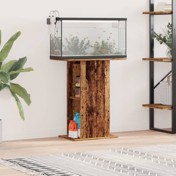 vidaXL Aquariumstandaard 36x60,5x72,5 cm bewerkt hout oud houtkleurig